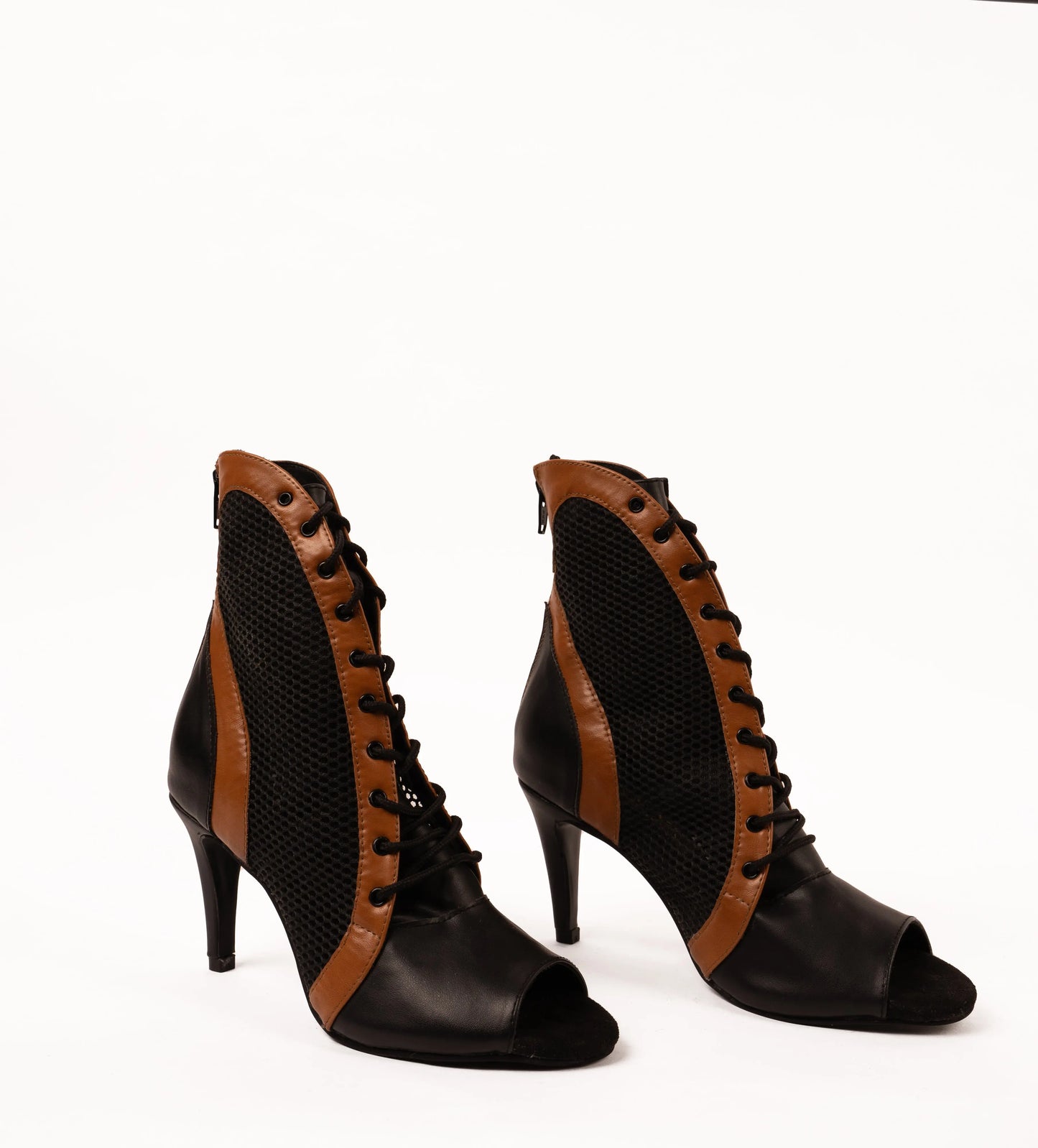 Elegant twin color ankle booties with mesh - RODEO | Natya Shoes Natya Shoes