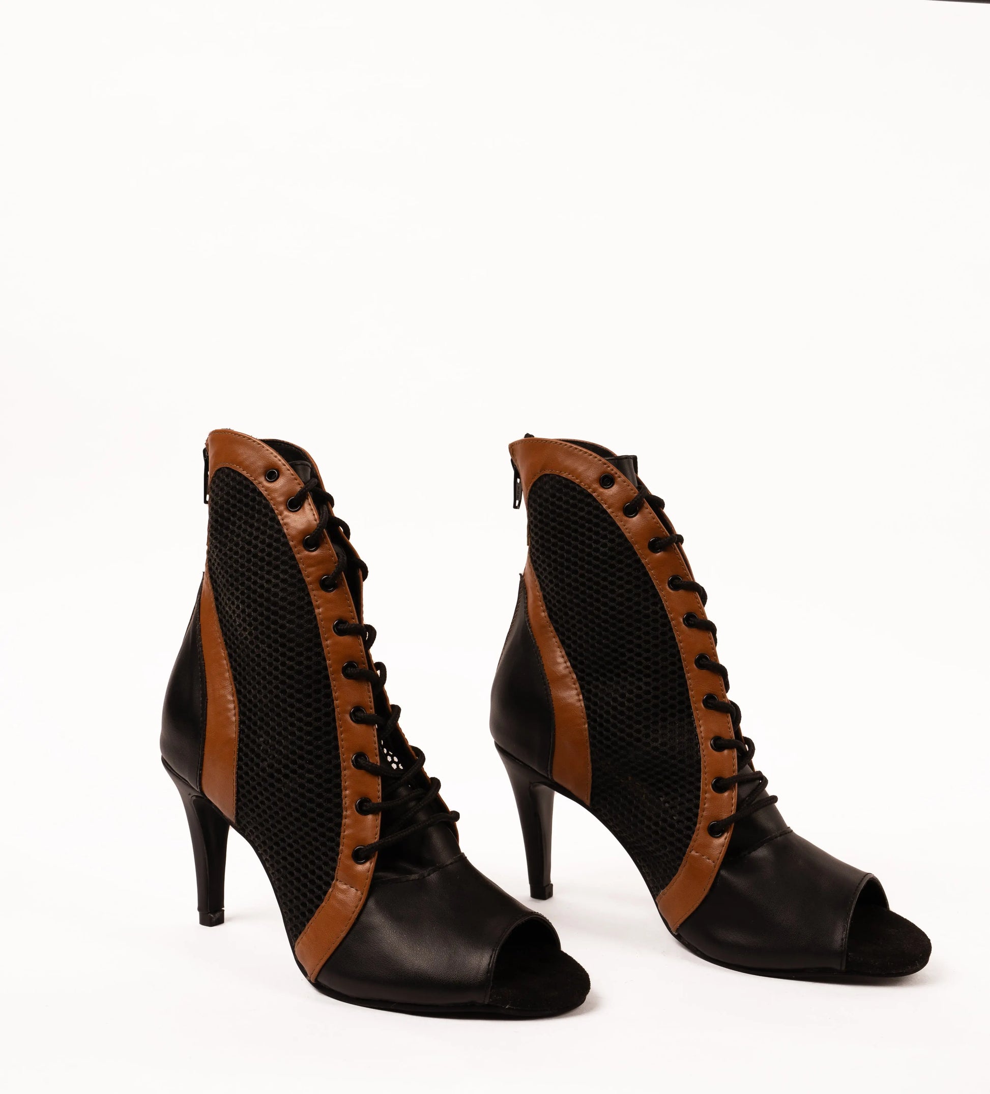 Elegant twin color ankle booties with mesh - RODEO | Natya Shoes Natya Shoes
