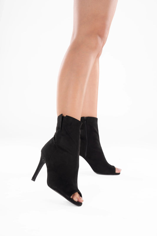 Black Suede Booties - FLARE | Natya Shoes Natya Shoes