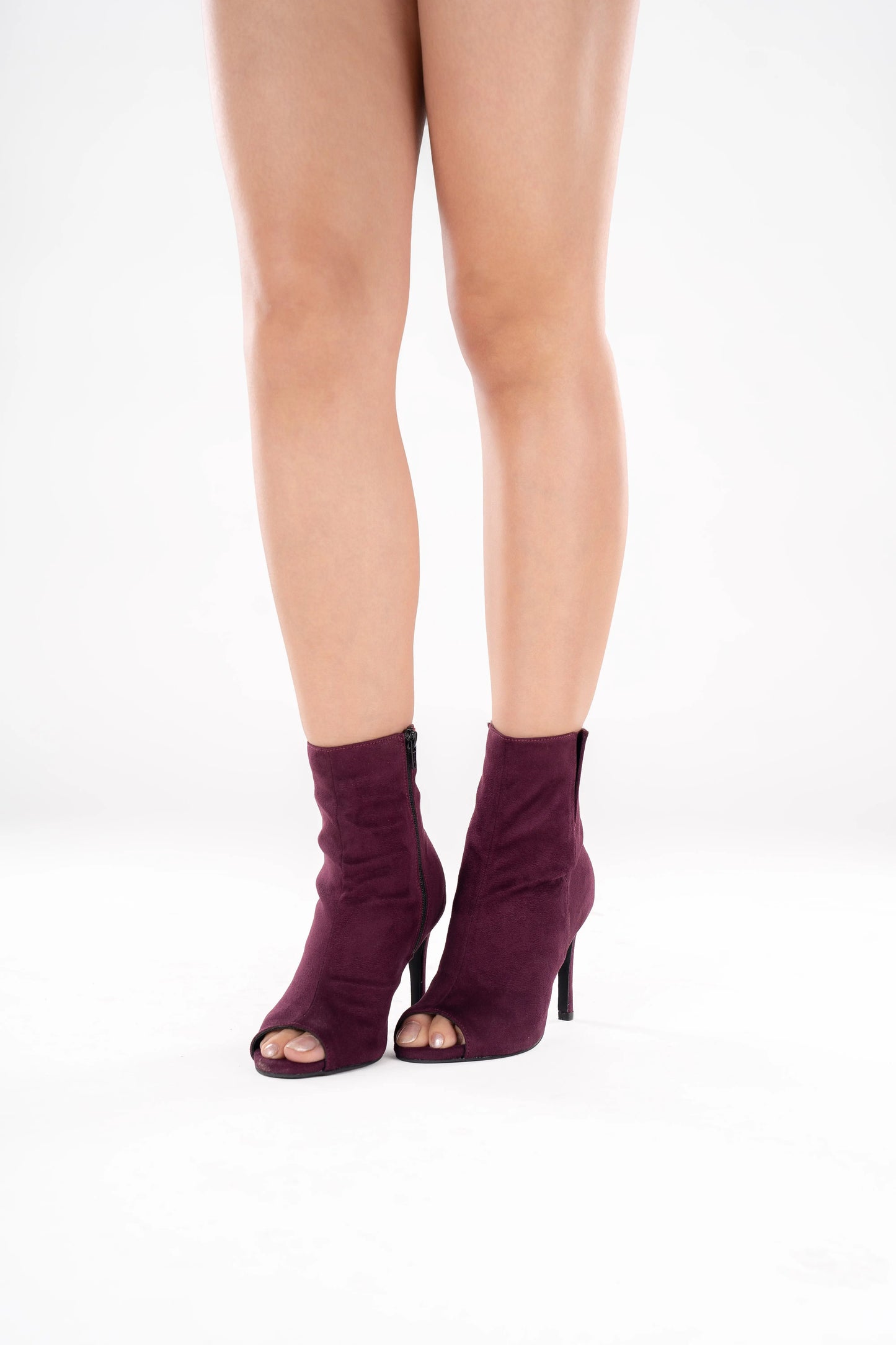 Wine Suede Booties - FLARE | Natya Shoes Natya Shoes