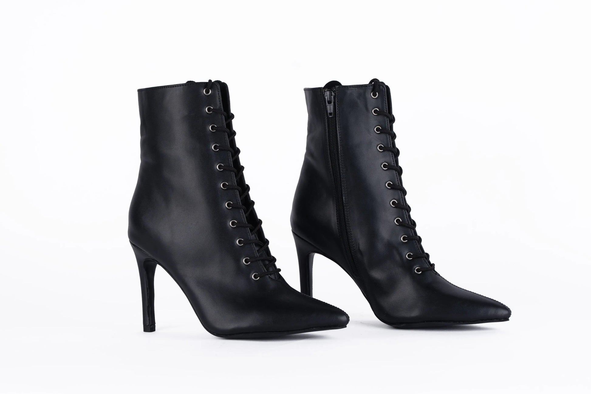 Black closed toe pointed laceups - RYDER | Natya Shoes Natya Shoes