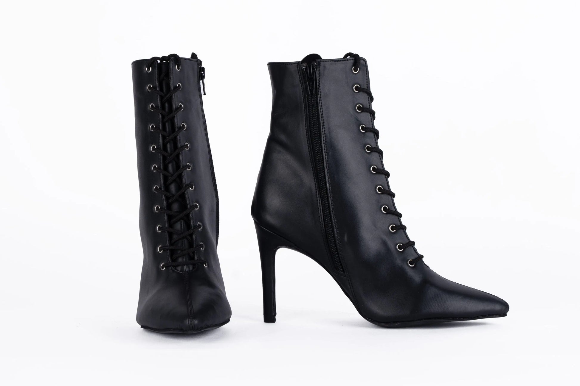 Black closed toe pointed laceups - RYDER | Natya Shoes Natya Shoes