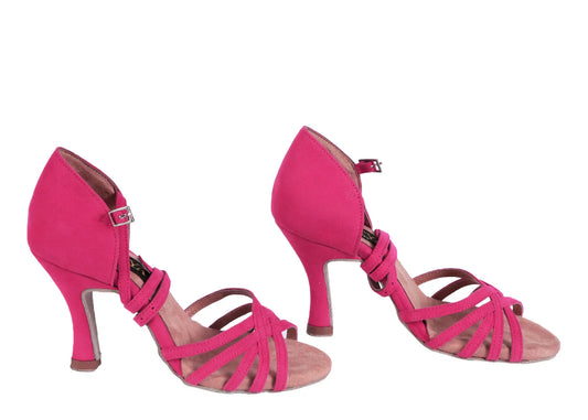 Classic Hot Pink Suede Latin Dance Heels - MIA | Natya Shoes
