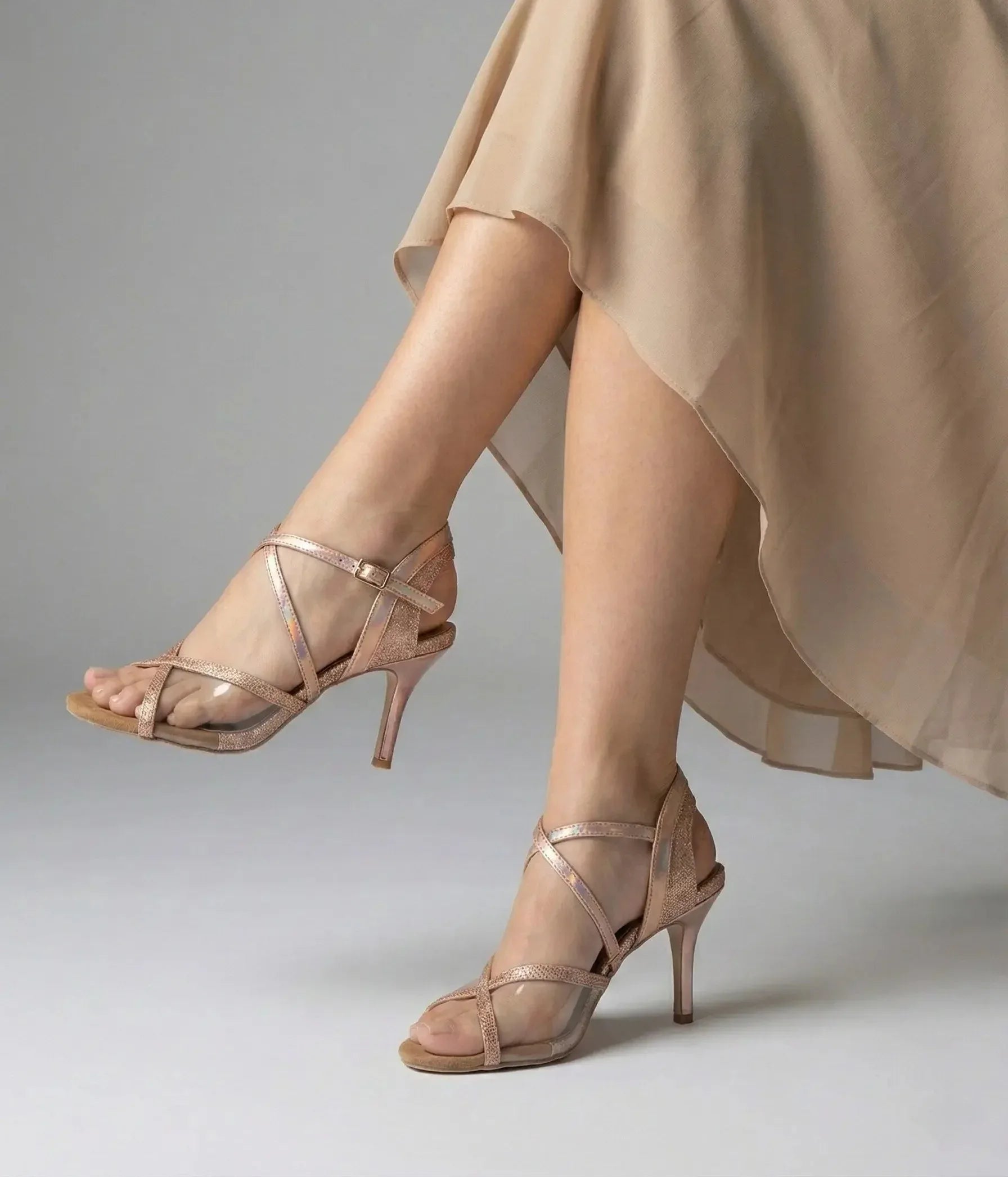 Rose Gold Shimmer Tango Dance Heels – ALLURE | Natya Shoes Natya Shoes