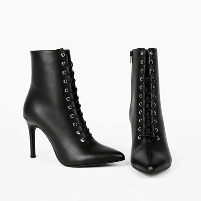 RYDER Black Pointed Lace-Up Ankle Boots – view 2