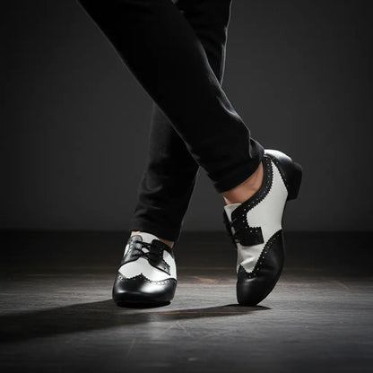 TWINS Black & White Latin Dance Shoes – handmade dance shoes by Natya