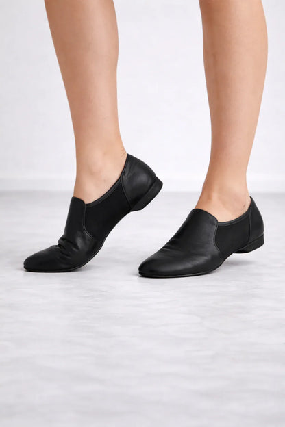 AMBER Black Leather Dance Practice Shoes – handmade dance shoes by Natya