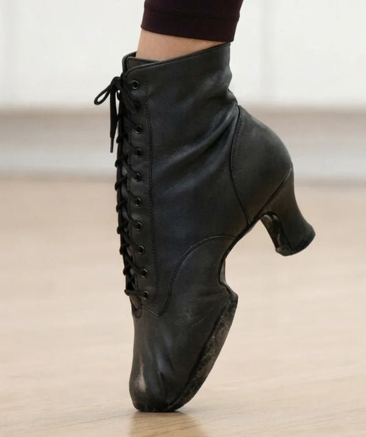 Black Genuine Leather Jazz Character Boots - BROADWAY | Natya Shoes Natya Shoes