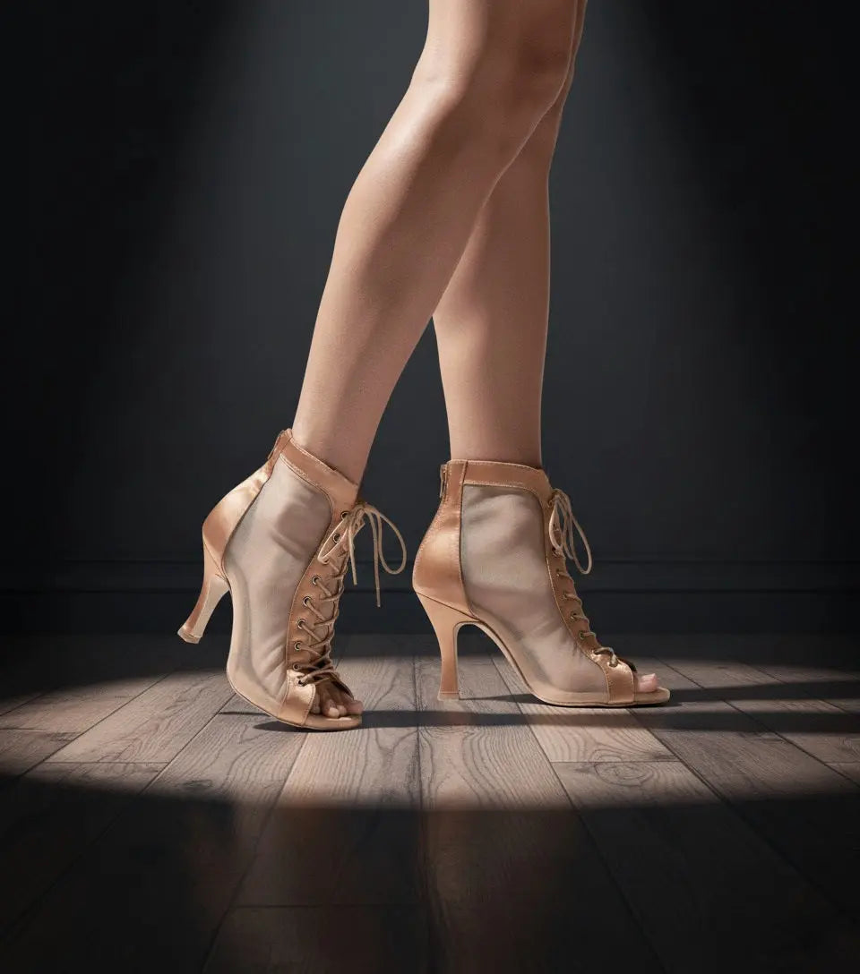 Nude Fully adaptable Latin Lace up Heels – MAYA | Natya Shoes Natya Shoes