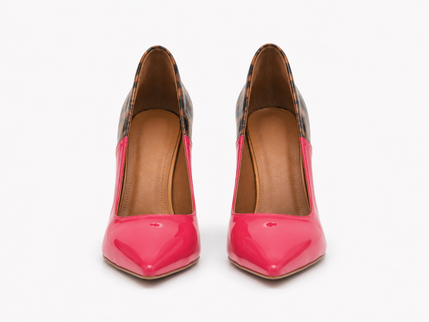 Glossy Hot Pink Patent and Leopard Pumps-  Paris | Natya Shoes (Copy) Natya Shoes