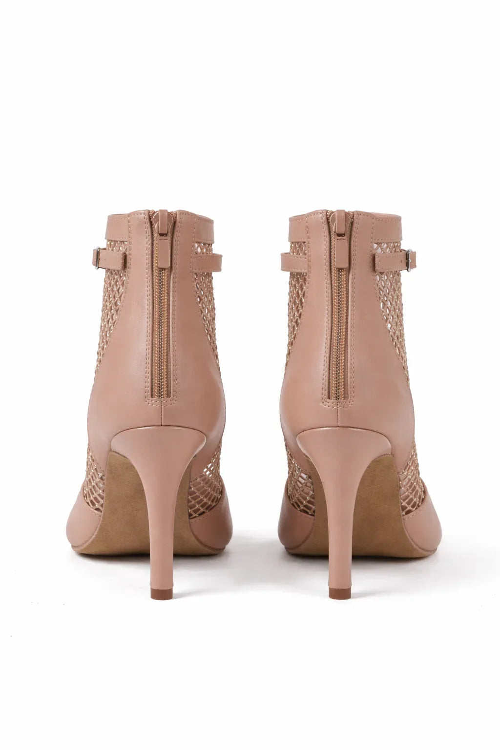 Nude Booties with Rhinestones Studded Mesh-ASTER|Natya Shoes Natya Shoes