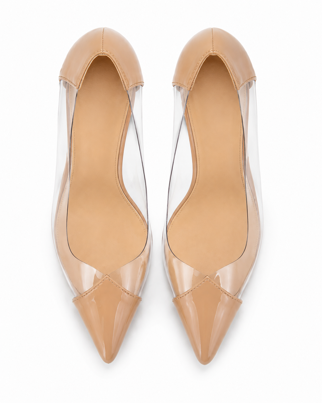 Nude Patent & Transparent Panels Pointed Pumps-  ILLUSION | Natya Shoes Natya Shoes